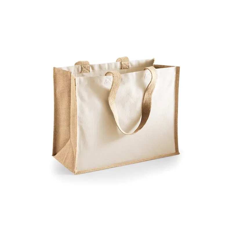 Cotton Pocket Jute Shopper in Natural — product photo