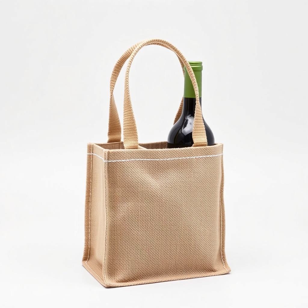 Two Bottle Jute And Canvas Wine Carrier