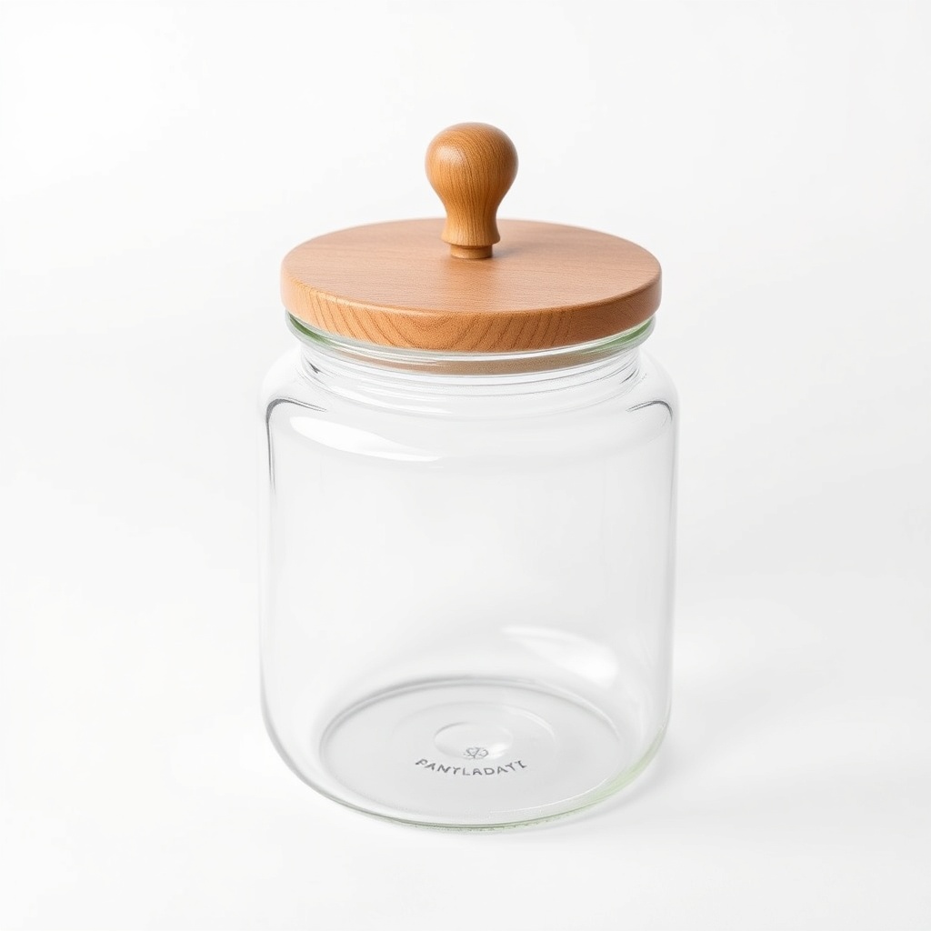 Glass Storage Jar With Wooden Lid