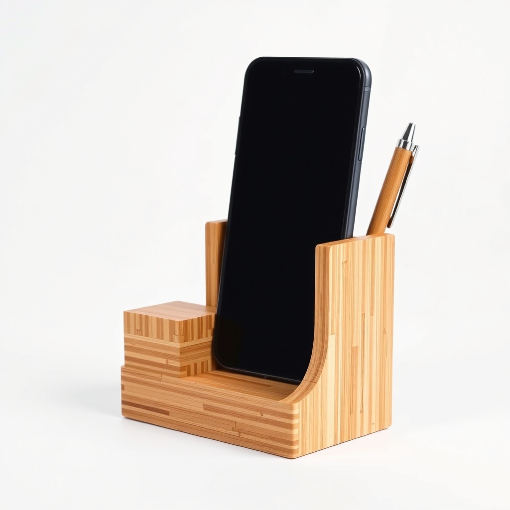 Phone And Pen Holder Bamboo